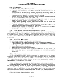 Condominium Ownership of Real Property