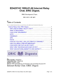 Internet Relay Chat. ERIC Digest