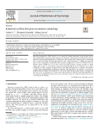 Paper: a Tutorial on Dirichlet Process Mixture Modeling