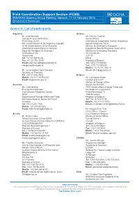 Annex A: List of Participants Field Coordination Support