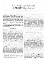 High- /Metal–Gate Stack and Its MOSFET Characteristics