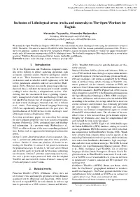 Rocks and Minerals) in the Open Wordnet for English
