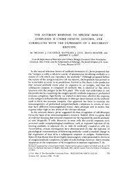 The Antibody Response to Specific Immune Complexes Is Under Genetic Control and Correlates with the Expression of a Recurrent Idiotype