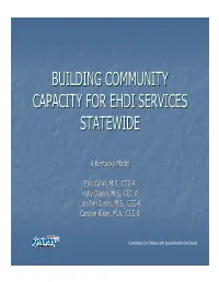 Building Community Capacity for Ehdi Services Statewide