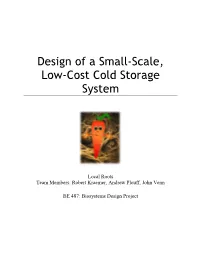 Design of a Small-Scale, Low-Cost Cold Storage System
