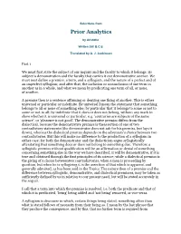 Selections from Prior Analytics