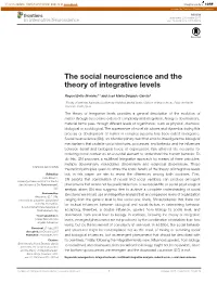 The Social Neuroscience and the Theory of Integrative Levels