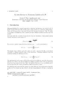 An Introduction to Maximum Likelihood in R