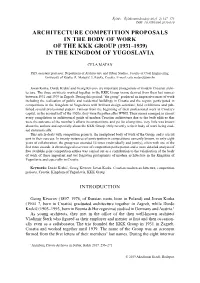 Architecture Competition Proposals in the Body of Work of the Kkk Group (1931–1939) in the Kingdom of Yugoslavia