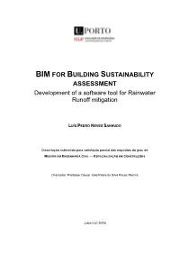 BIM for BUILDING SUSTAINABILITY ASSESSMENT Development of a Software Tool for Rainwater Runoff Mitigation