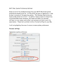 MATC Mac System Preferences Defined