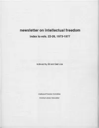Newsletter on Intellectual Freedom