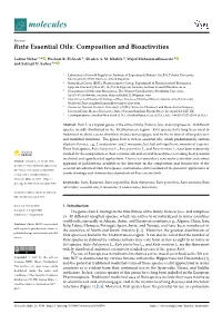 Ruta Essential Oils: Composition and Bioactivities