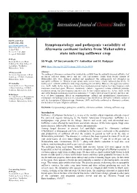 Symptomatology and Pathogenic Variability of Alternaria Carthami