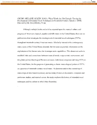 Tracing the Development of Extended Vocal Techniques in Twentieth-Century America
