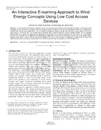 An Interactive E-Learning Approach to Wind Energy Concepts Using Low Cost Access Devices Archana Iyer, Qaish Kanchwala, Ta Nisha Wagh, Dr