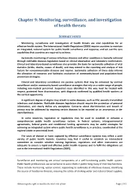 Chapter 9: Monitoring, Surveillance, and Investigation of Health Threats