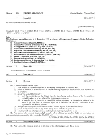 CRIMES ORDINANCE Gazette Number Version Date