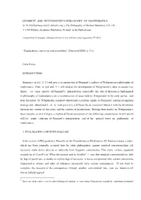 DUMMETT and WITTGENSTEIN's PHILOSOPHY of MATHEMATICS In: B. Mcguinness and G. Oliveri