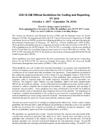 ICD-10-CM Official Guidelines for Coding and Reporting FY 2018 (October 1, 2017 - September 30, 2018)