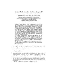 Lattice Reduction for Modular Knapsack⋆