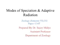 Modes of Speciation & Adaptive Radiation