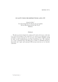 MPI-Pht/99-51 DUALITY INDUCED REFLECTIONS AND