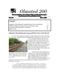Olmsted 200 Bicentennial Notes About Olmsted Falls and Olmsted Township – First Farmed in 1814 and Settled in 1815 Issue 86 July 1, 2020