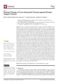 Rational Design of Live-Attenuated Vaccines Against Herpes Simplex Viruses
