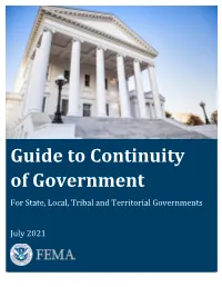 FEMA Guide to Continuity of Government for State, Local