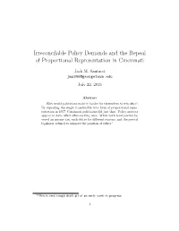 Irreconcilable Policy Demands and the Repeal of Proportional Representation in Cincinnati