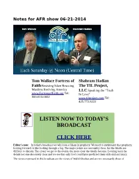 Listen Now to Today's Broadcast Click