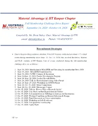 Material Advantage @ IIT Kanpur Chapter Fallmaterial Membership Challenge Drive Report September 14, 2020 –October 14, 2020