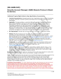 [MS-SAMR-Diff]: Security Account Manager (SAM) Remote Protocol (Client- To-Server)