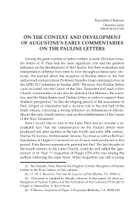 On the Context and Development of Augustine's