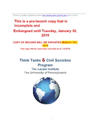 Think Tanks & Civil Societies Program
