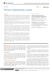 Thoracic Endometriosis, a Review