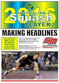 2016 Squash PLAYER AUSTRALIAN