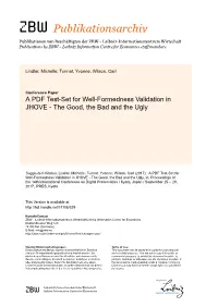 A PDF Test-Set for Well-Formedness Validation in JHOVE - the Good, the Bad and the Ugly