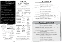 Bulk To-Go / Delivery Menu