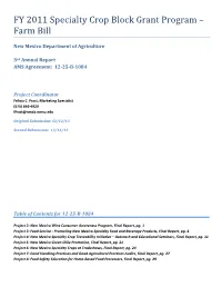 FY 2011 Specialty Crop Block Grant Program – Farm Bill