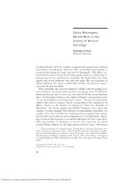 Recent Work in the History of Western Astrology1