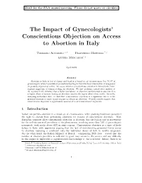 The Impact of Gynecologists' Conscientious Objection on Access