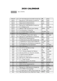 2020 Full Calendar @2020 03 03