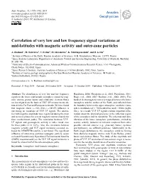 Correlation of Very Low and Low Frequency Signal Variations at Mid-Latitudes with Magnetic Activity and Outer-Zone Particles