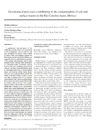 Geochemical Processes Contributing to the Contamination of Soil and Surface Waters in the Rio Conchos Basin, Mexico