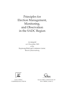 Principles for Election Management Monitoring and Observation-Sadc