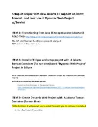 Setup of Eclipse with New Jakarta EE Support on Latest Tomcat: and Creation of Dynamic Web Project W/Servlet