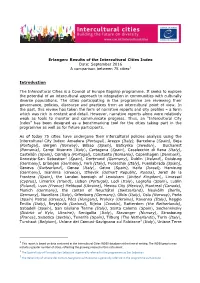 Erlangen: Results of the Intercultural Cities Index Date: September 2016 a Comparison Between 75 Cities1