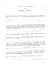 Jeffrey E. Epstein of Last Will and Test Ament